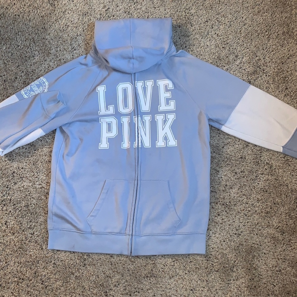 Baby blue PINK zip up hoodie